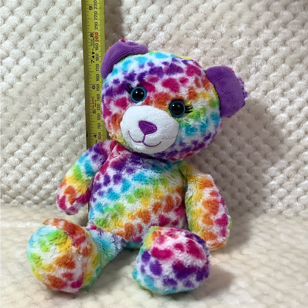 Mini Build A Bear Rainbow Bear Plush 9in w Hidden Heart Locket